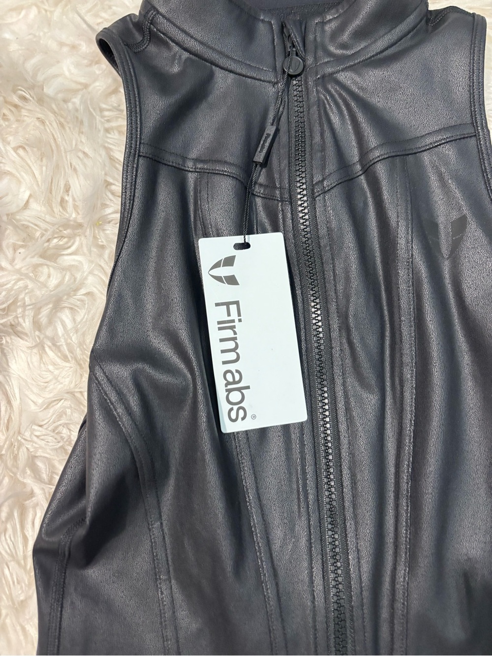 Firm abs new nwt biker Faux Leather Moto Vest - Black zip up goth cyber punk - Picture 3 of 7